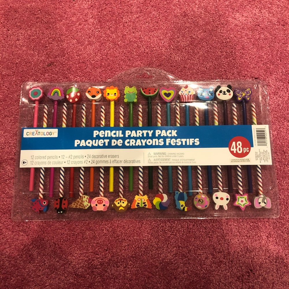 Pencil Party Pack 48PC Pencil Set With Fun Erasers - Picture 2 of 8